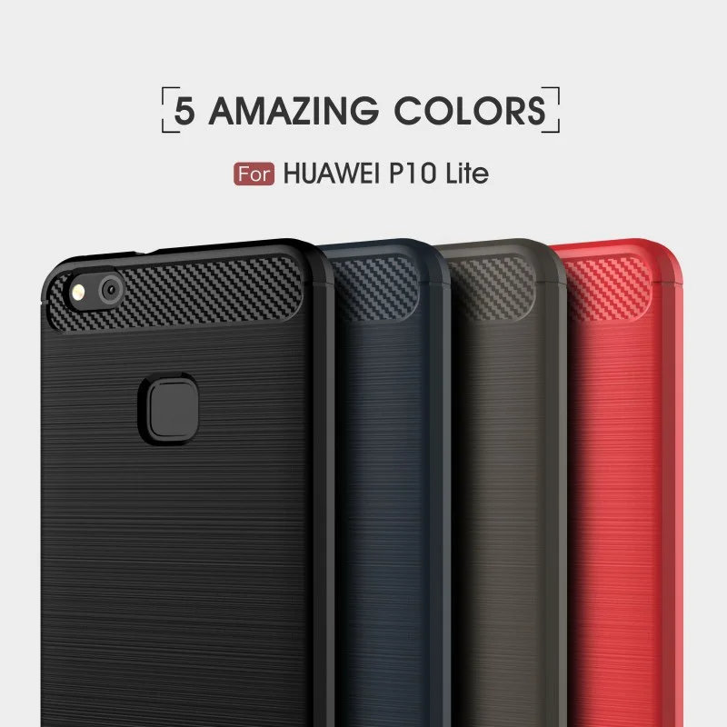 Huawei P10 lite Case Silicone Plus Cases Phone Brushed Carbon Fiber Soft 2017 NewBack Cover G8 Nova |