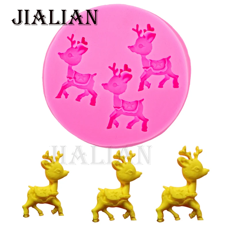 

Christmas cake decorations tools Three hole deer chocolate Party cake decorating tools DIY fondant silicone mold cupcake T0109