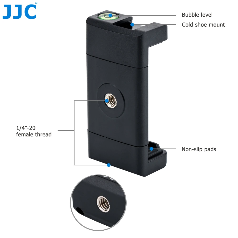 JJC Smart Phone Clip 56-105mm Adjustable Selfie Stick Phones Holder for iPhone/HUAWEI/MI/Samsung