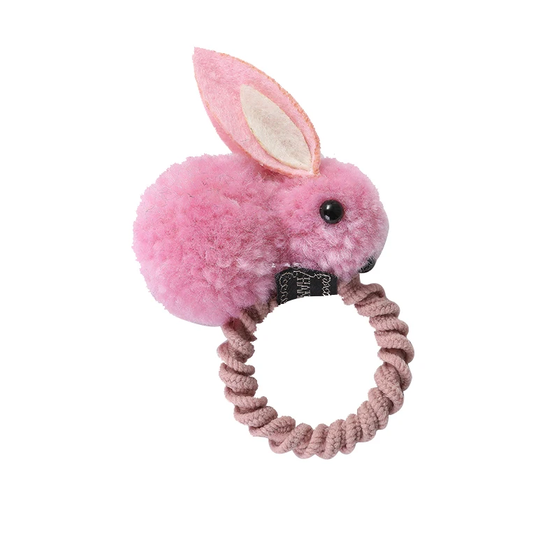 New Cute Cartoon Coral Fleece Rabbit Winter Children Elastic Hair Bands Rope Girls Hairpins For Kids Accessories | Детская одежда и