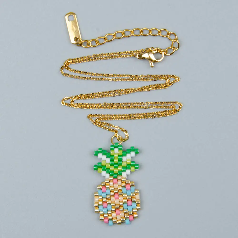 MI-N180251Pineapple Go2boho MIYUKI ожерелье Бохо кулон с ананасом ожерелье s ювелирные изделия кисточкой Богемия чокер для женщин ручной работы подарок из нержавеющей стали - Окраска металла: MI-N180251Pineapple