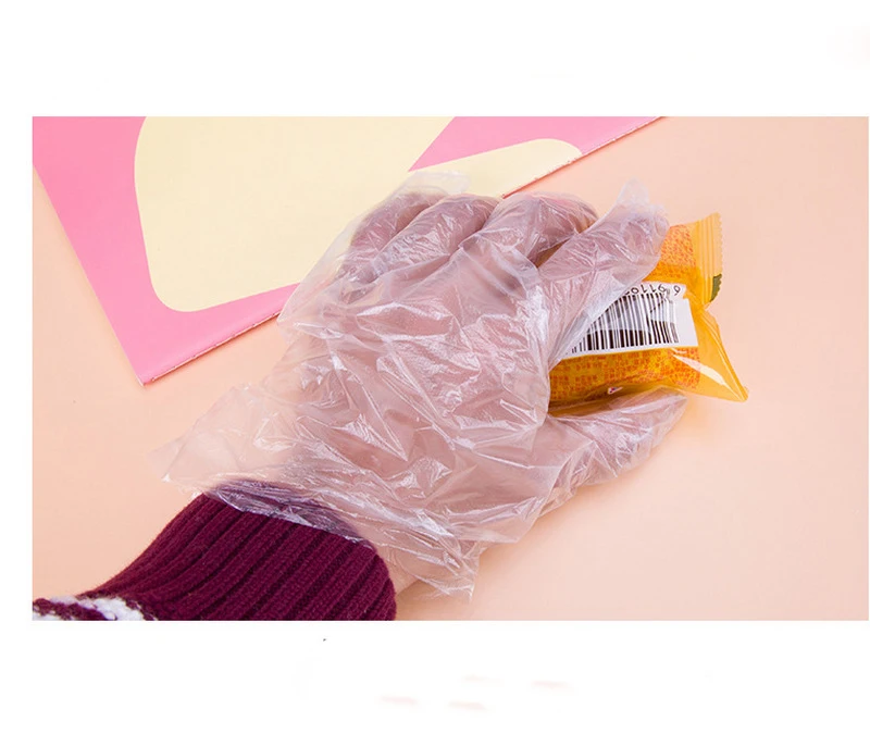 500 PCS/pack Food Grade Plastic Transparent Disposable Gloves BBQ film gloves Cooking Kitchen Tools Dining Bar Accessories | Дом и сад