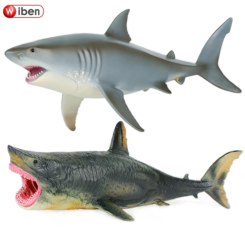 Модель Wiben Sea Life Megalodon модель Great white shark Имитация животных экшн игрушка фигурки