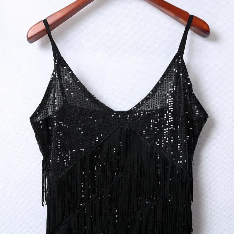 BLINGSTORY Sexy Strap V-neck Sequin Dresses Woman Party Night Tassel Summer Club Wear Flapper Elegant Dress Vestidos De Verano | Женская