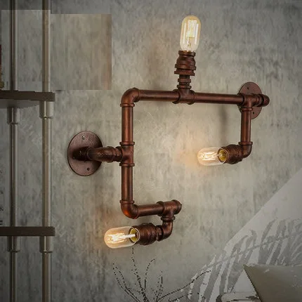 Американский Лофт стиль металлическая водопроводная труба лампа Эдисона