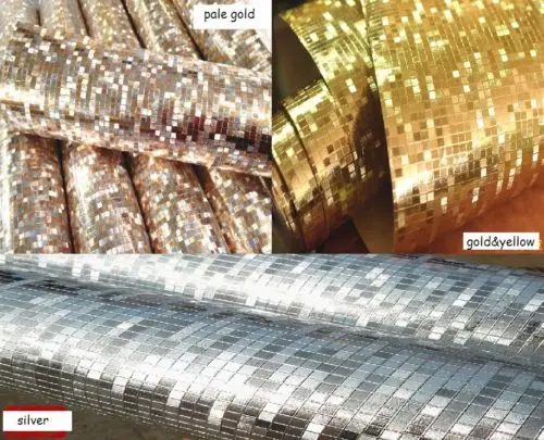 

Q QIHANG Modern Luxury Gold/pale gold/silver Foil Mini Mosaic Background Flicker Wallpaper Roll 0.53m*10m=0.53m2