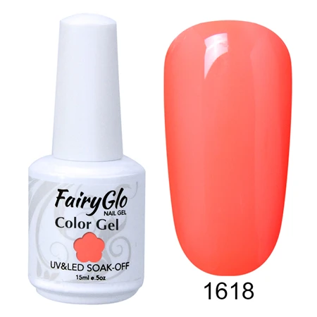 FairyGlo 15 мл Гель-лак замачиваемый чистый цвет ногтей Гель-лак Vernis Полупостоянный УФ-гель для ногтей маникюрный лак - Цвет: G1618