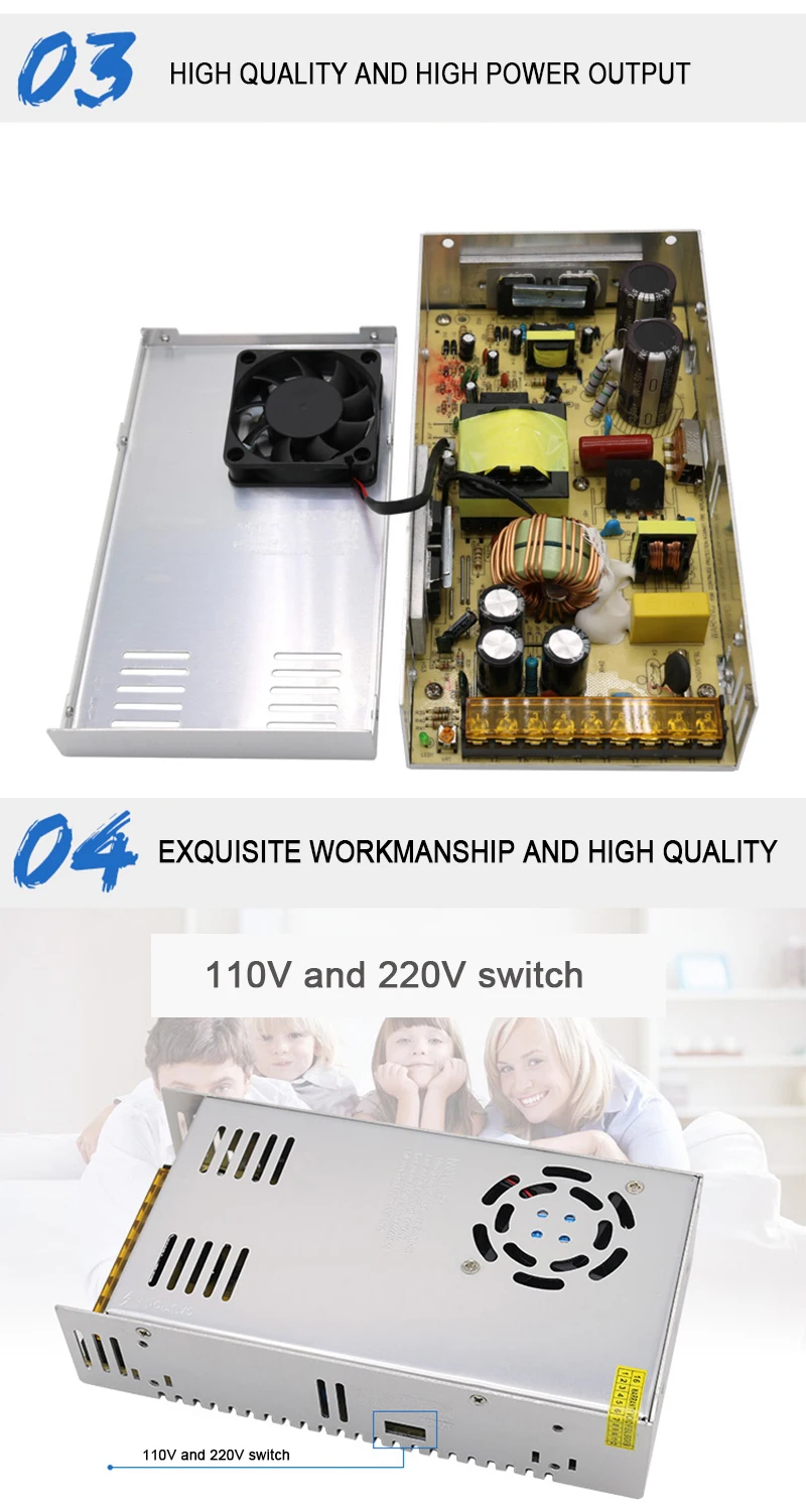Светодиодный Driver110V 220 V постоянного тока до DC5V 60A 300 W импульсный источник Питание драйвер для Светодиодные ленты AC 110-240 V Вход переменного тока в постоянный 5 V напряжение трансформатора