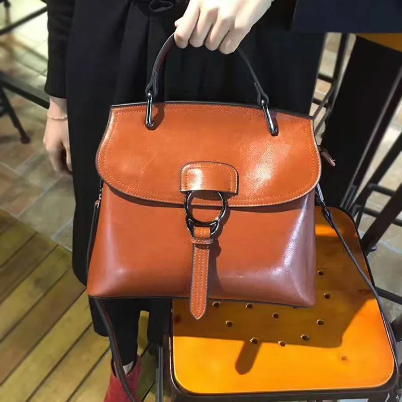 new bag with leather handbag oil wax single shoulder slant big women handbags luxury bags | Багаж и сумки