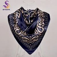 bysifa hijab scarf new black women silk square scarf shawl luxury brand winter scarves kerchief spring female fall head scarfs