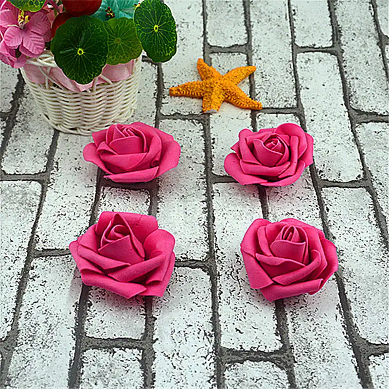Rose red 10 шт./лот, дешево, 6 см, пена, искусственные цветы розы, голова для свадьбы, украшение автомобиля, сделай сам, декоративная роза, скрапбукинг, ремесло, Флорес - Цвет: Rose red