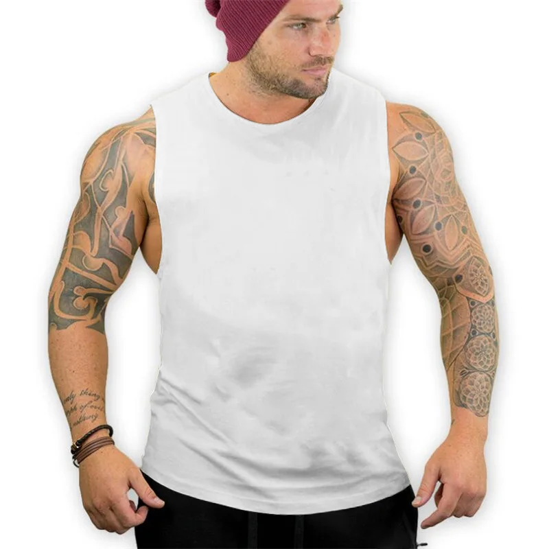 

Muscleguys Summer Top Solid Bodybuilding Sleeveless shirt Fitness Stringer Men Tank Top Muscle Vest Undershirt Tanktops