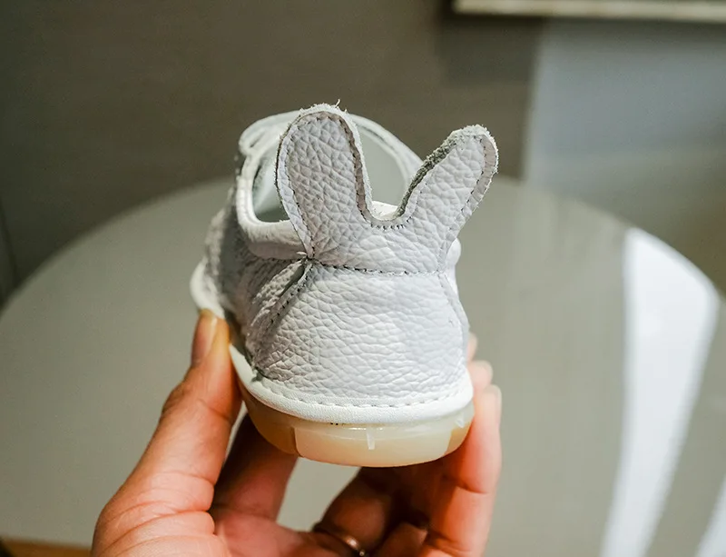 0-1 Years Old Infant Boys Girls Real Leather Casual Crib Shoe Rubble Sole Cute Rabbit Ear Soft Walking for Baby's | Мать и ребенок