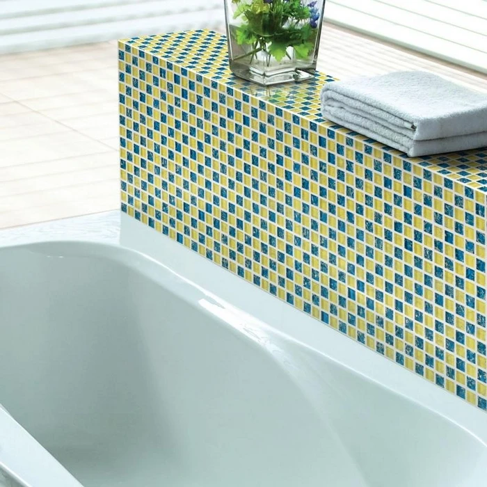 Желтый смешанный синий мозаичного искусства квадратный мозаичная плитка из