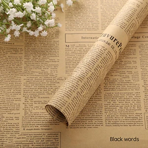 Black words 10 шт./партия Рождественская упаковочная бумага рулон винтажные новости бумага двухстороннее одеяло с декором искусство крафт для рождественской вечеринки креативный - Цвет: Black words