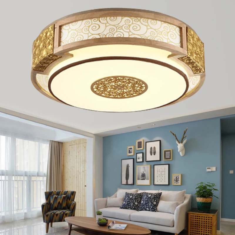 Круглый светодиодный потолочный светильник в китайском стиле из твердой