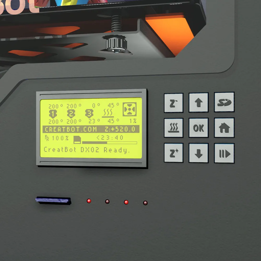 DE03 Largest  Ultra Wide Triple Extruders Metal Frame 3D Printer Build Size 400*300*300 mm CreatBot 2KG Filaments