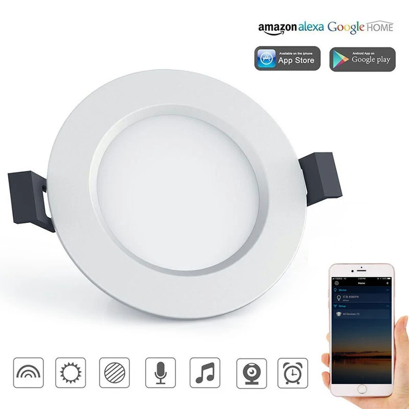 1pc Умный светильник с Bluetooth, Wi-Fi, работает с Alexa Google Home, умный пульт дистанционного управления, белый и теплый Регулируемый музыкальный умный светильник, лампы - Комплект: 1pc