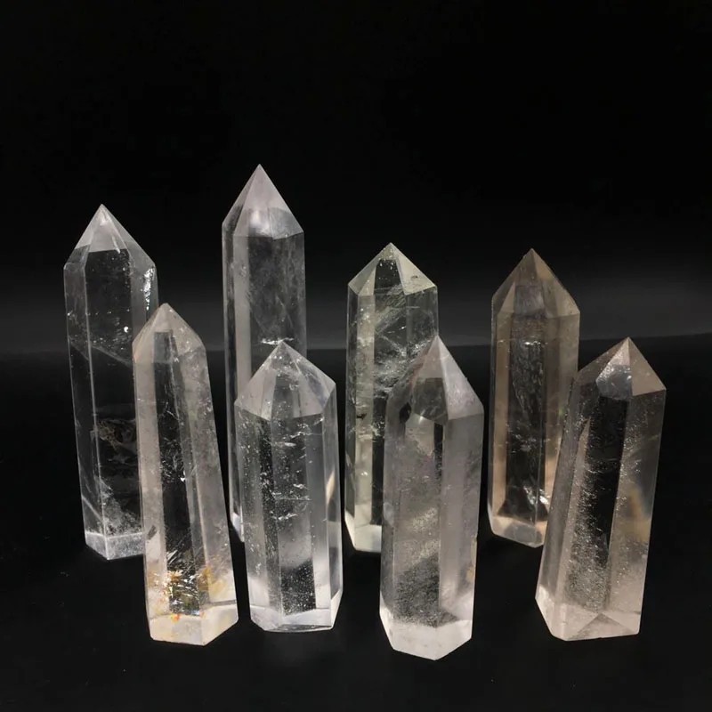 Cristales de cuarzo transparentes, varitas de obelisco natural, piedras de alcohol para curación, 8 Uds.