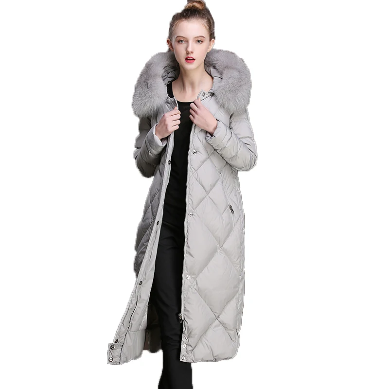 AYUNSUE женская зимняя куртка с широкой талией капюшоном из натурального Лисьего