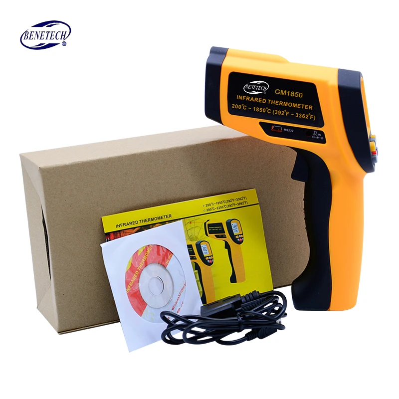 

BENETECH Digital thermometer high Temperature Meter Gun 12:1/20:1/50:1/80:1 infrared Non contact thermometer with lcd backlight