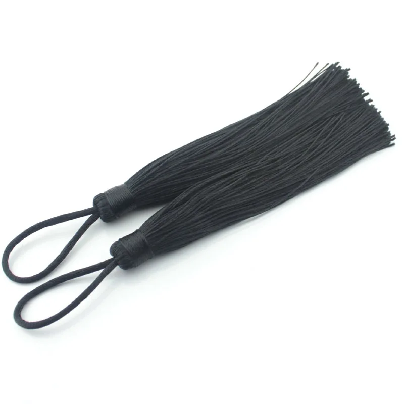 

TEVIDA O36 10pcs Handmade Silk Tassels Satin Long Tassel Pendant Supplies Large Thick Tassel Jewelry Supplies