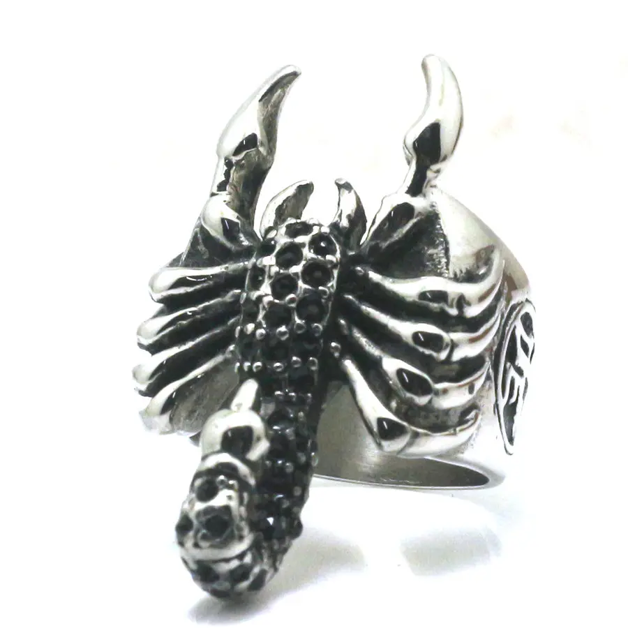

Unisex 316L Stainless Steel Punk Gothic Scorpion Black Stone Newest Ring
