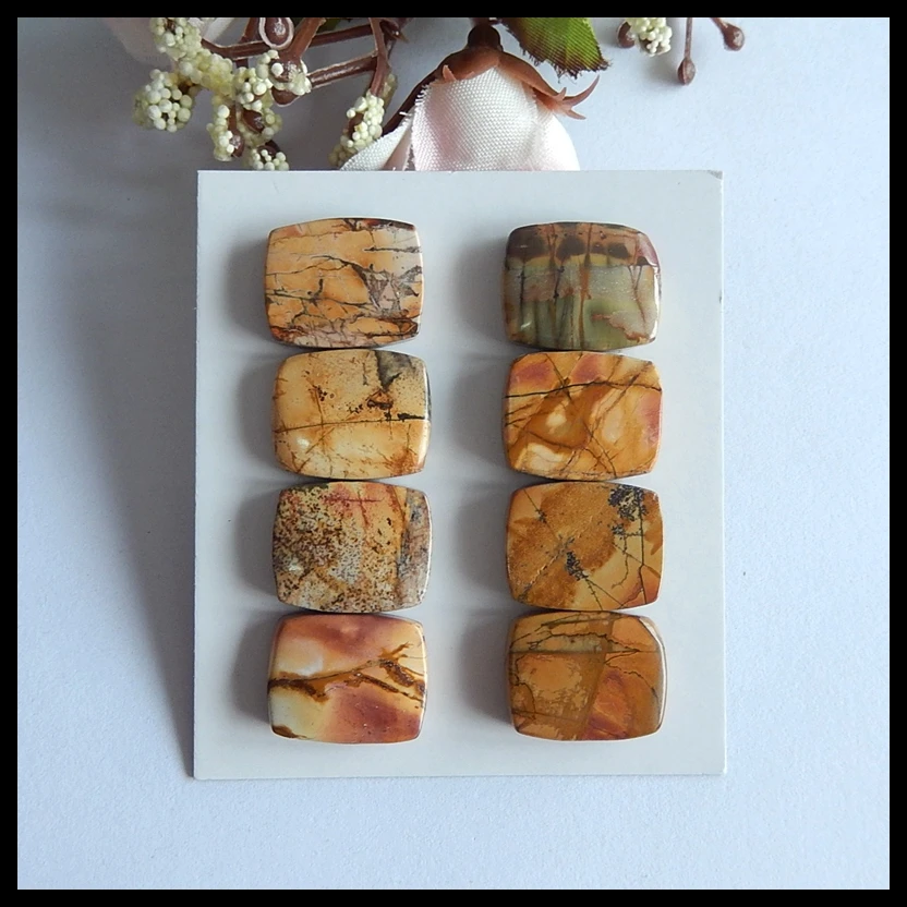 Natural 10 PCS Of Multi-Color Picasso Jasper Semi-precious stones Jewelry accessories Cabochons 16x13x4mm 14.3g |