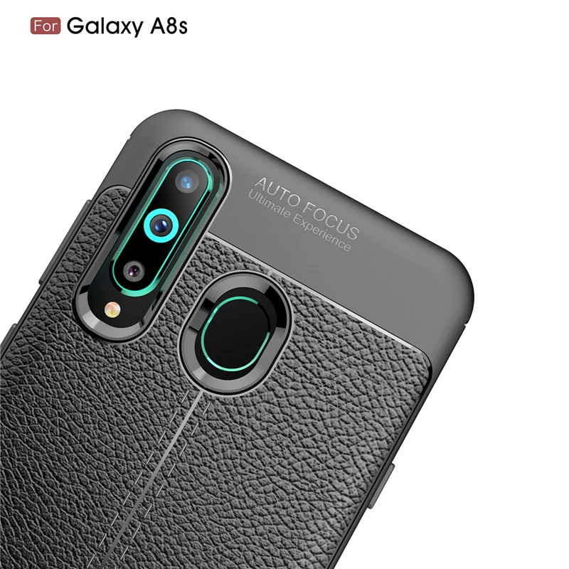 Чехол для Samsung Galaxy A8S прочный корпус в стиле личи бампер силиконовый чехол A8s |