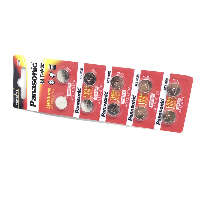 10 шт. PANASONIC A76 1,5 в 0% Hg кнопочная батарейка LR44 A76 AG13 SR1154 357 LR 44 для калькулятора игрушки батареи