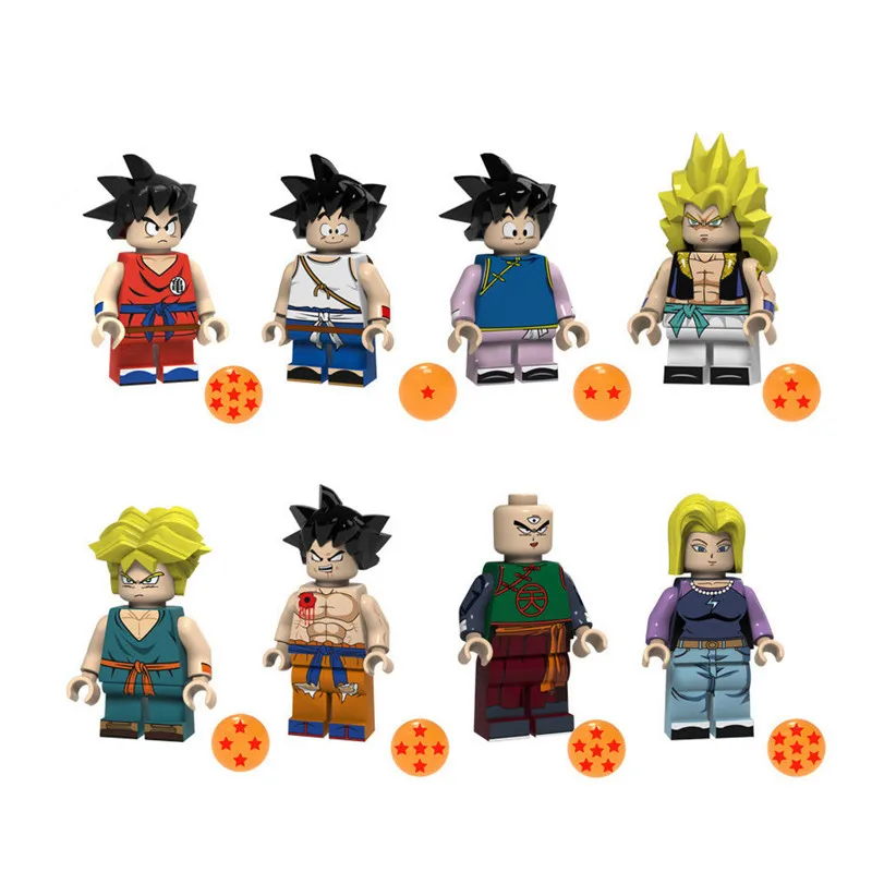8 шт./лот Dragon Ball фигурка Z Son Goku Vegeta Master Roshi Krillin строительный блок брендовые фигурки Набор моделей игрушки для детей