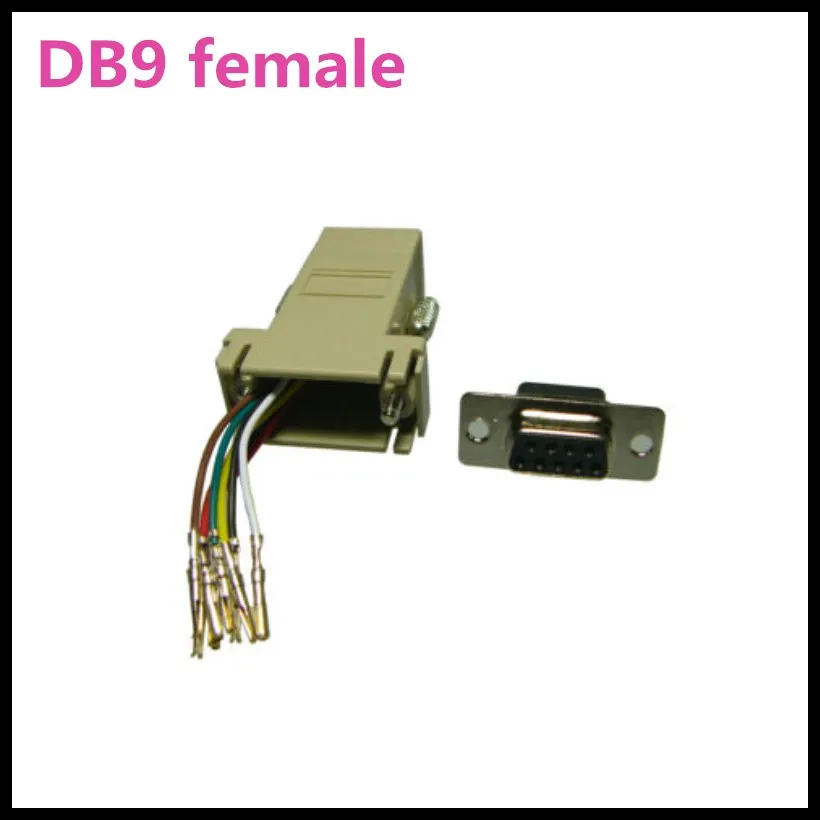 100 шт. DB9 9 контактный серийный Разъем RS232 штекер к RJ45 8C штекер/гнездо Модульный