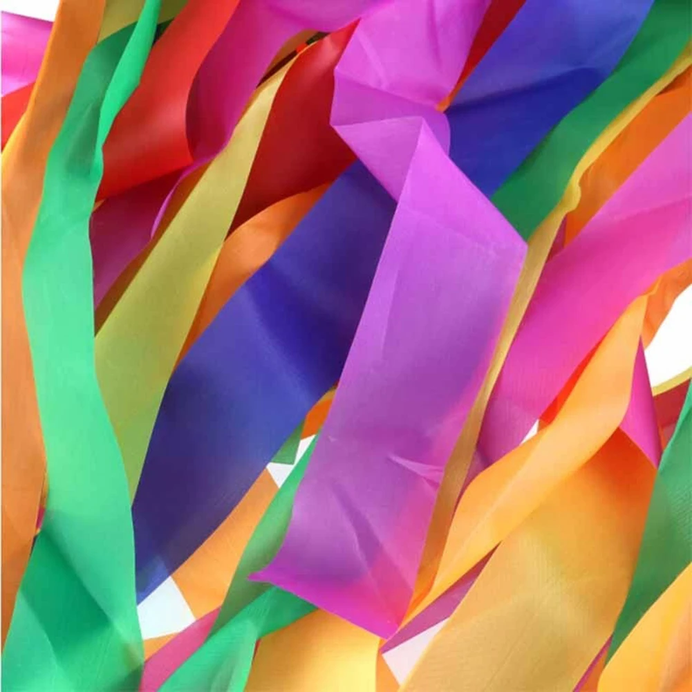 

NEW 12Pcs 100cm Handheld Colorful Dance Rainbow Ribbon Children Toys Party Decor Accessories