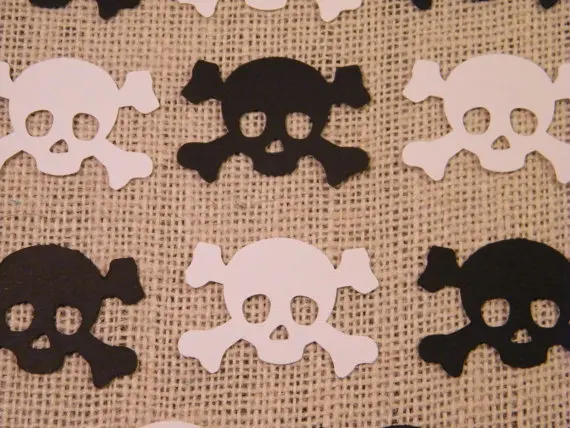 

Pirate Table Confetti / Skull & Cross Bones wedding scatters bridal shower bachelorette party Scrapbooking Embellishment