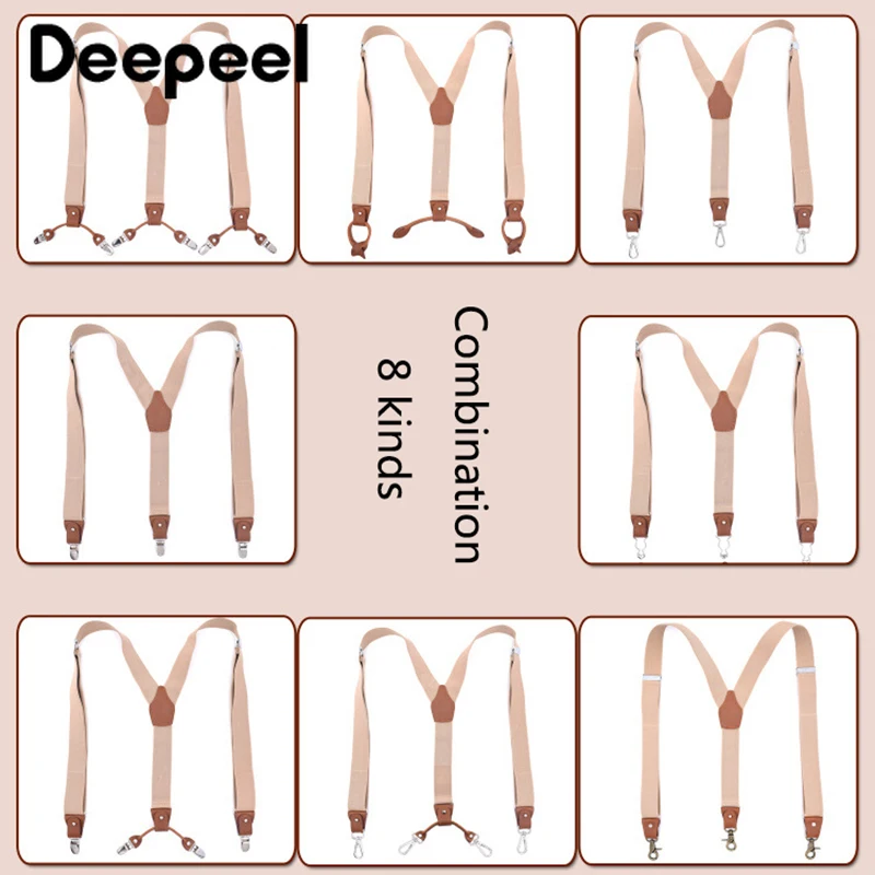 Deepeel/1 комплект, 3,5X125 см, деловые мужские подтяжки, роскошный мульти-комплект, костюм, 3/6 клипсы, подтяжки, сделай сам, ремень из натуральной кожи для подарка