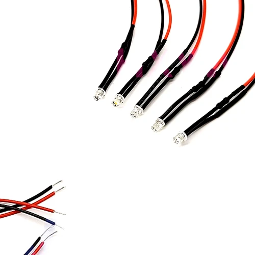 

50Pcs 3V 5V 6V 9V 12V 24V 36V 48V 110V 220V Flat Head Clear 3mm Pre-wired LED With 20cm Wire, White Red Blue Green Yellow