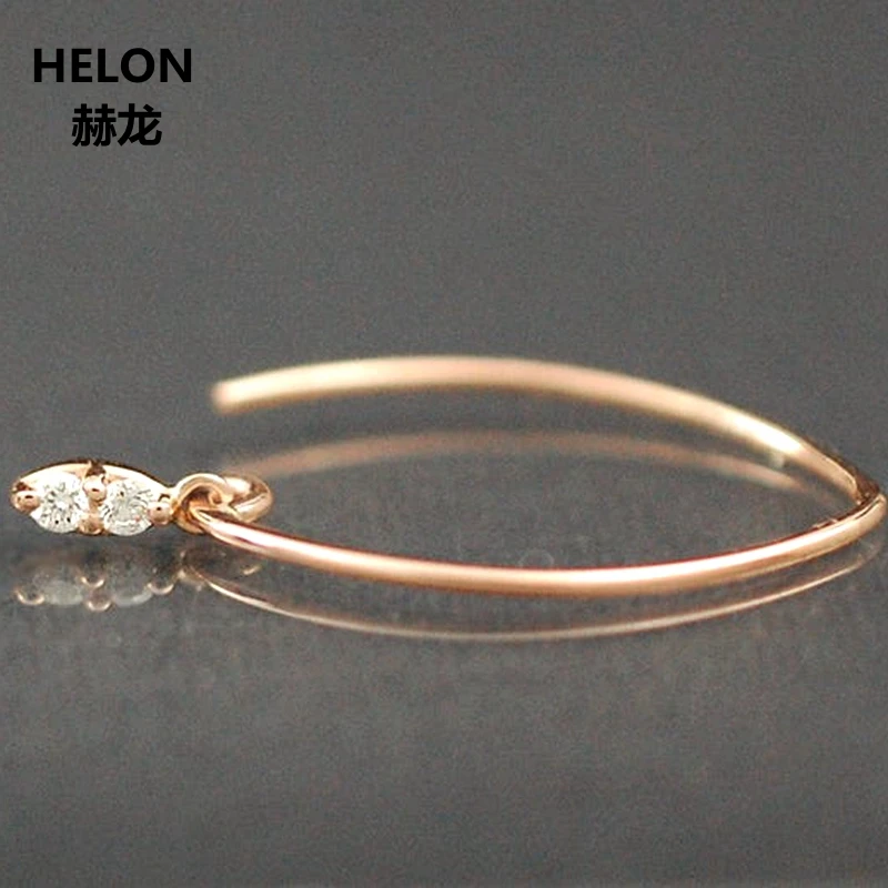 0.09ct SI/H полный разрез с натуральными бриллиантами висячие серьги Твердые 14 к розовое золото женские ювелирные изделия, серьги белого желтого золота