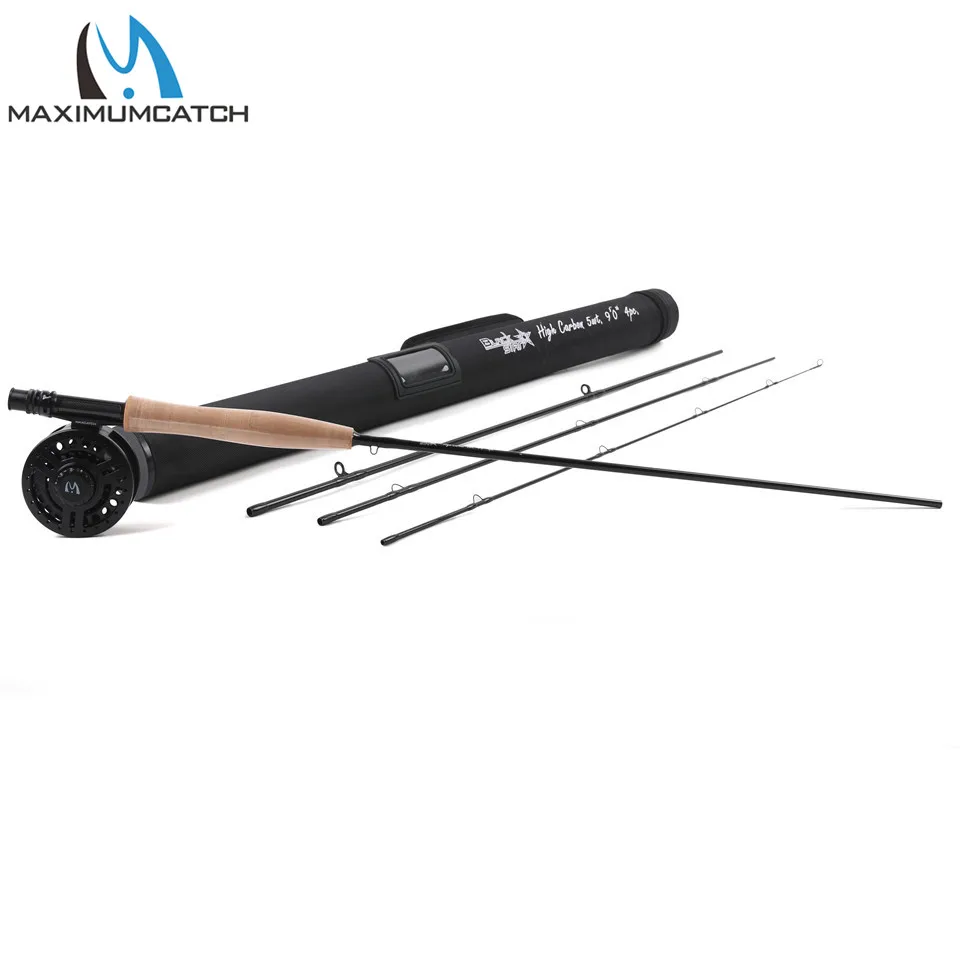 Maximumcatch Топ Класс 5WT Fly род 9FT углерода Волокна быстрое действие Black Star Рыбная ловля