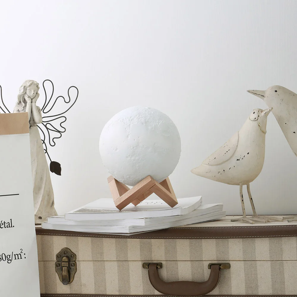 3D принт луна лампа ночник 2 цвета Изменение сенсорный выключатель ночные лампы