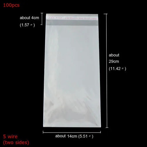 100pcs 14x29cm 50 шт/100 шт многоразовые пластиковые пакеты для подарков, упаковка большого размера, прозрачные самоклеящиеся прозрачные целлофановые Opp пакеты, вечерние, декоративные - Цвет: 100pcs 14x29cm