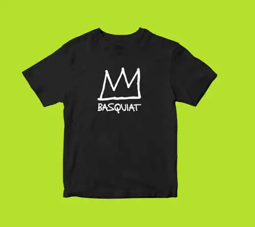 Футболка BASQUIAT с принтом Черная Корона для мужчин и женщин стильная повседневная