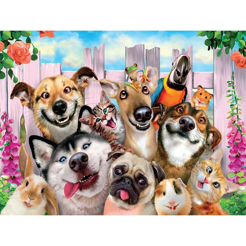 DIY Алмазная вышивка собака дружба картина крестиком полная квадратная Стразовая