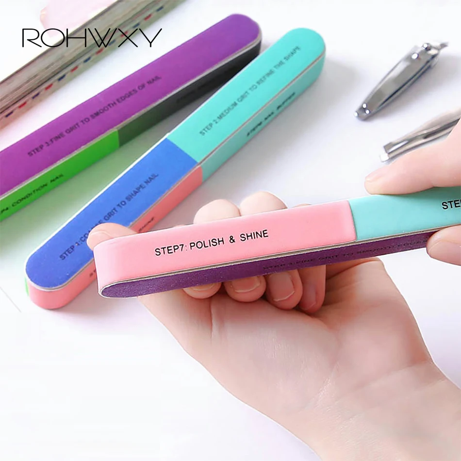 ROHWXY 1/3 шт. Шлифовальная Пилка Для ногтей песок УФ гель пилочка маникюрные