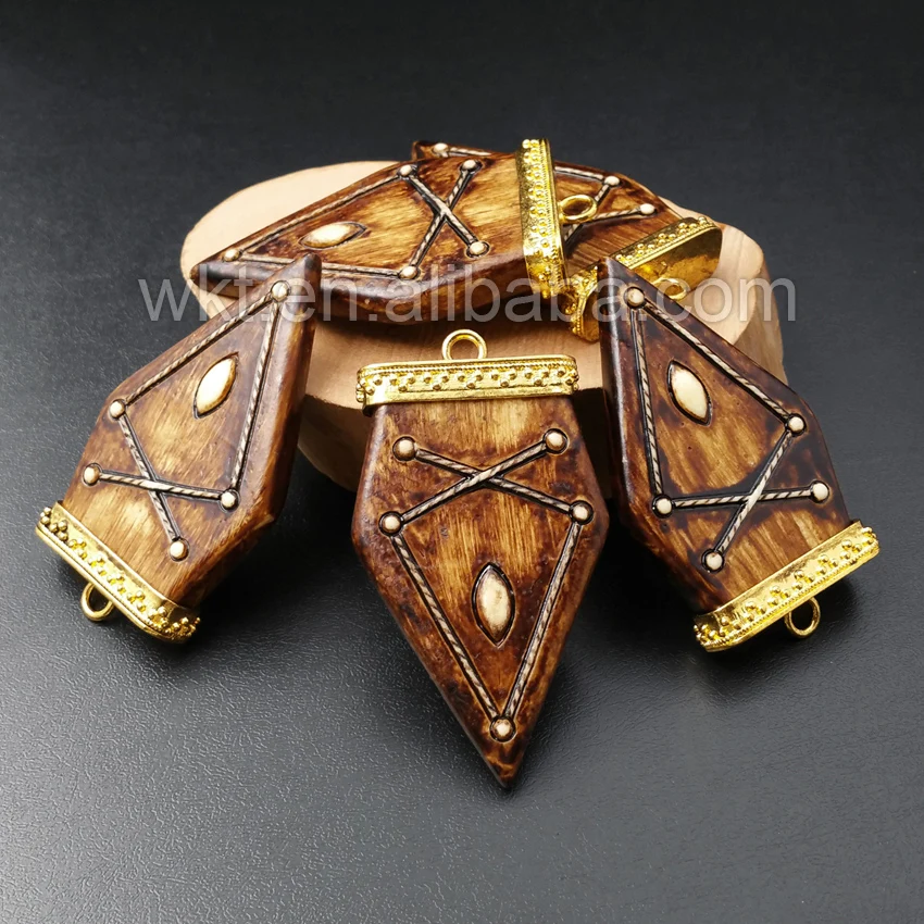 _ 5 шт./лот оптовая продажа дизайнерский резной кулон с золотой строчкой в форме