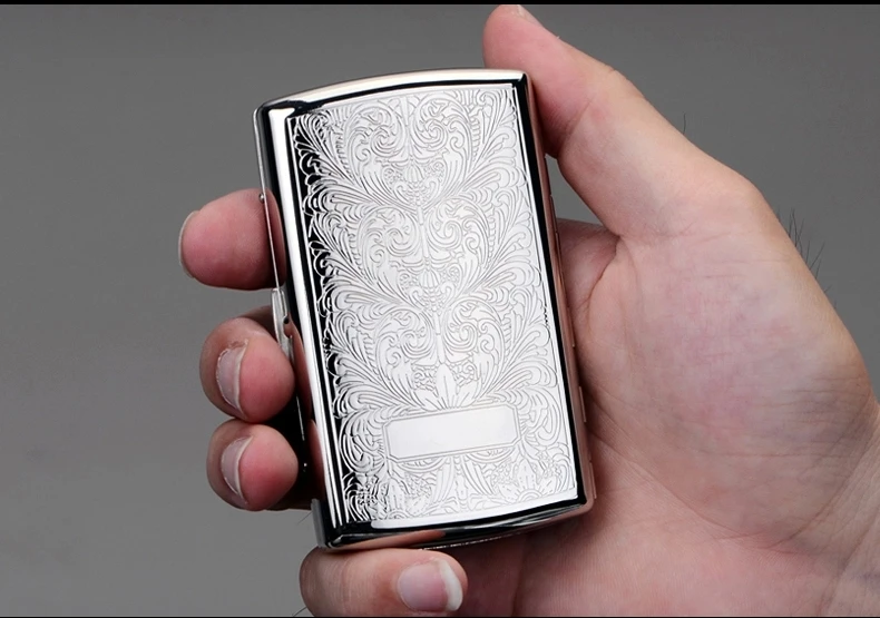 

New 1pcs -High Quality Siver Printed Flower cigarette case hold 12pcs cigarettes Cigarette box /holder