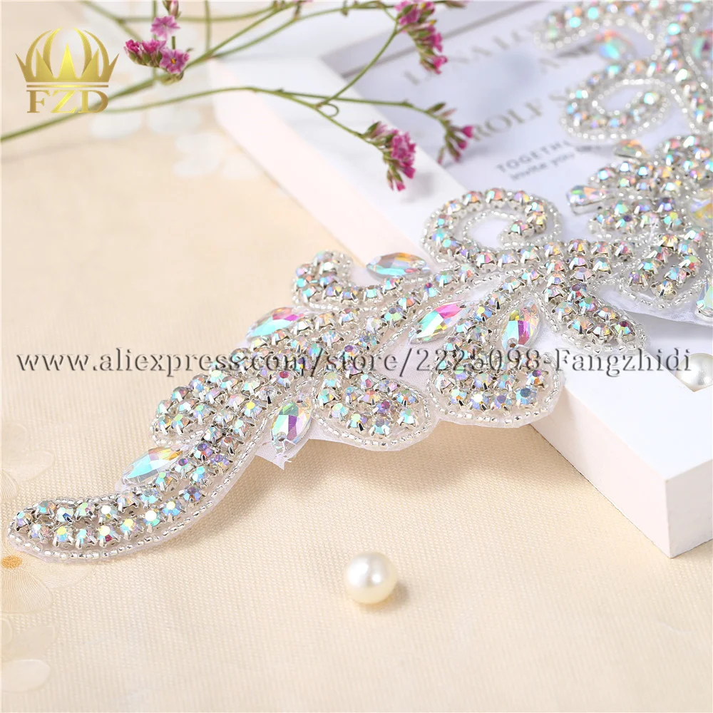 FZD 10 Piece AB Rhinestone Applique Patch Sew On Garment Motif Glass Appliques Wedding Iron Diamante Shiny Ctystal Trim | Дом и сад
