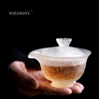 1pcs wizamony chinese kung fu tea set gaiwan teapot teacups fair mug tea set japanese lotus ice colored glaze puer drinkware