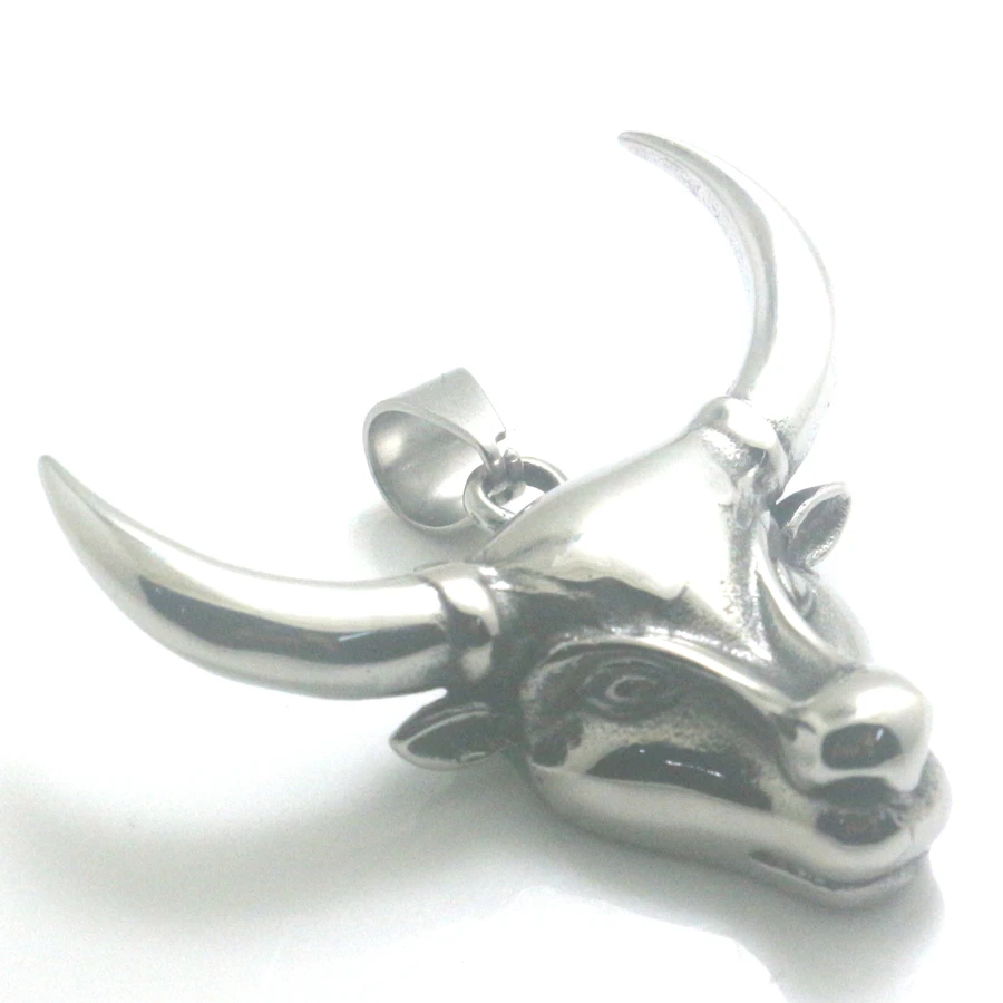 Мужской мальчик 316L полировка из нержавеющей стали Ox голова кулон новейший