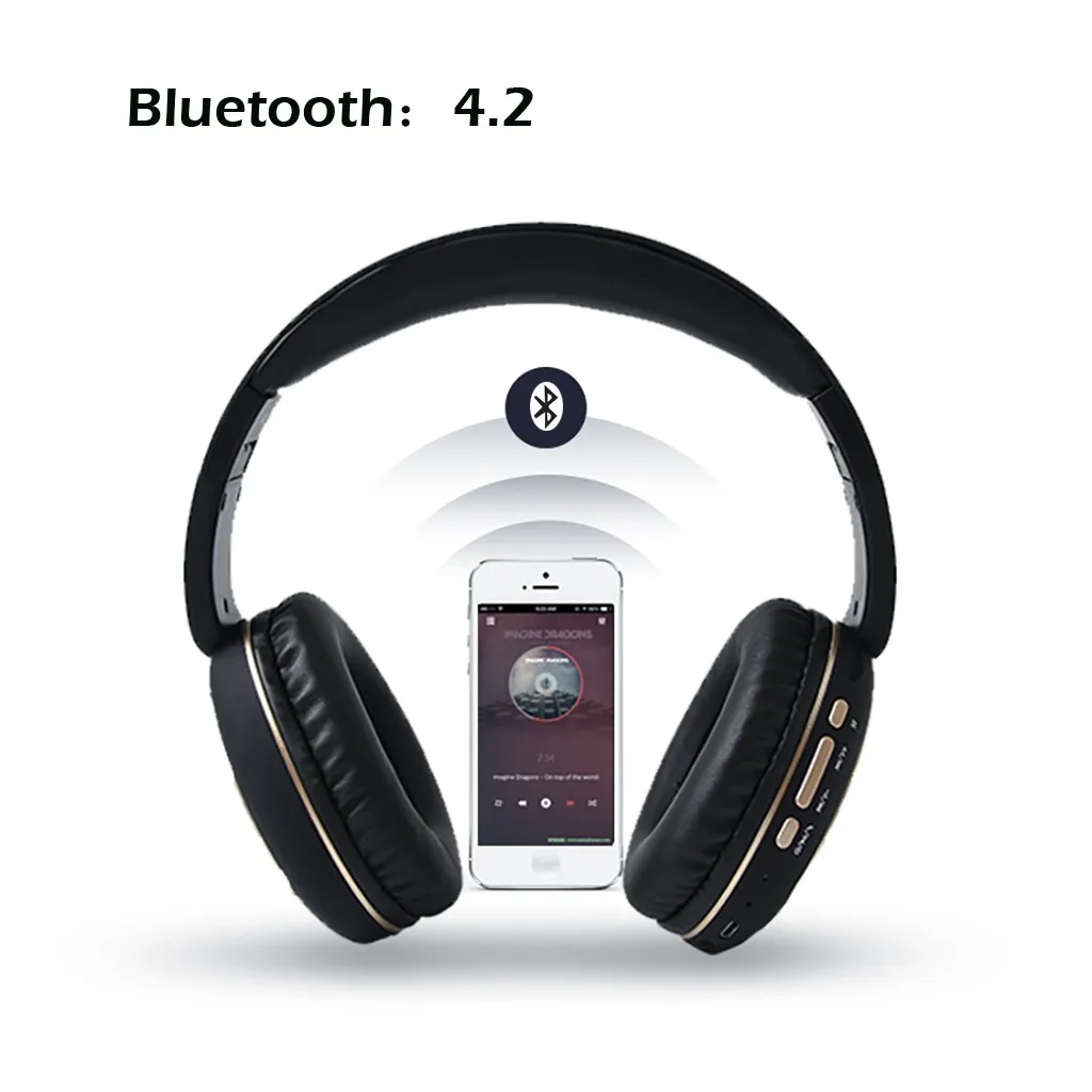 Спортивные наушники беспроводная гарнитура Bluetooth 4 2 стерео складные встроенный