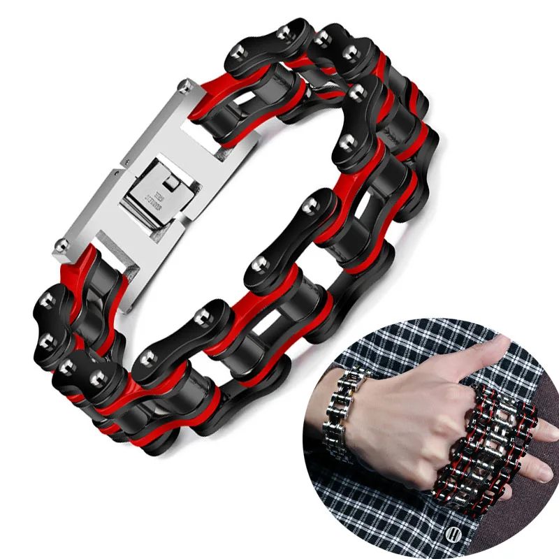 Мужской браслет в стиле панк синяя цепочка на велосипед с мотором из титановой